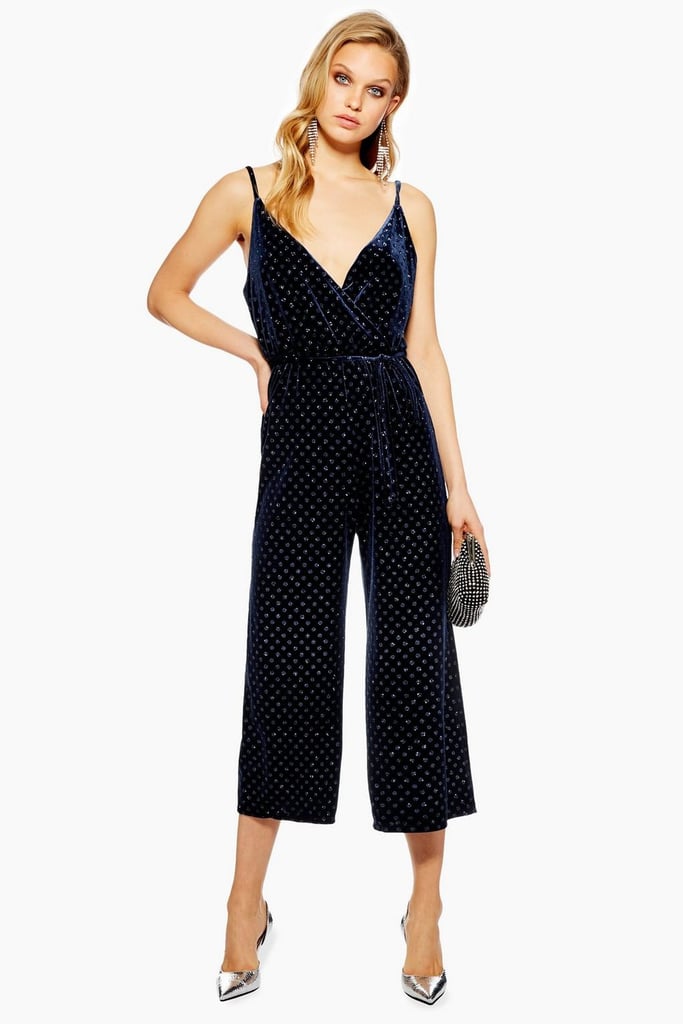 Topshop Glitter Spot Jumpsuit