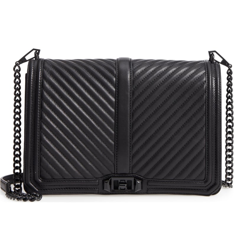 Rebecca Minkoff Chevron Quilted Love Crossbody Bag in Black at Nordstrom