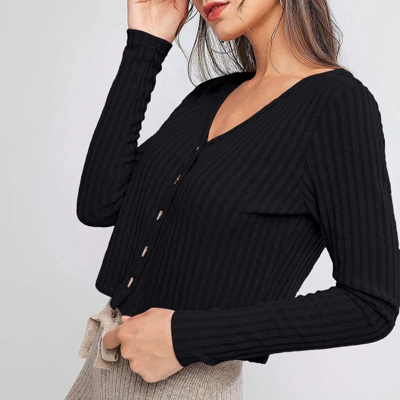 For the First Fall Day: Zaful Ribbed Button-Up Cardigan Top