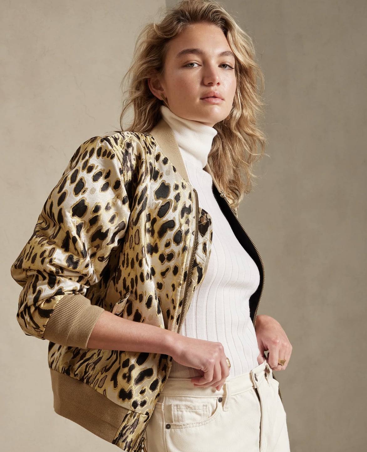 Satin bomber jacket - Leopard print - Ladies