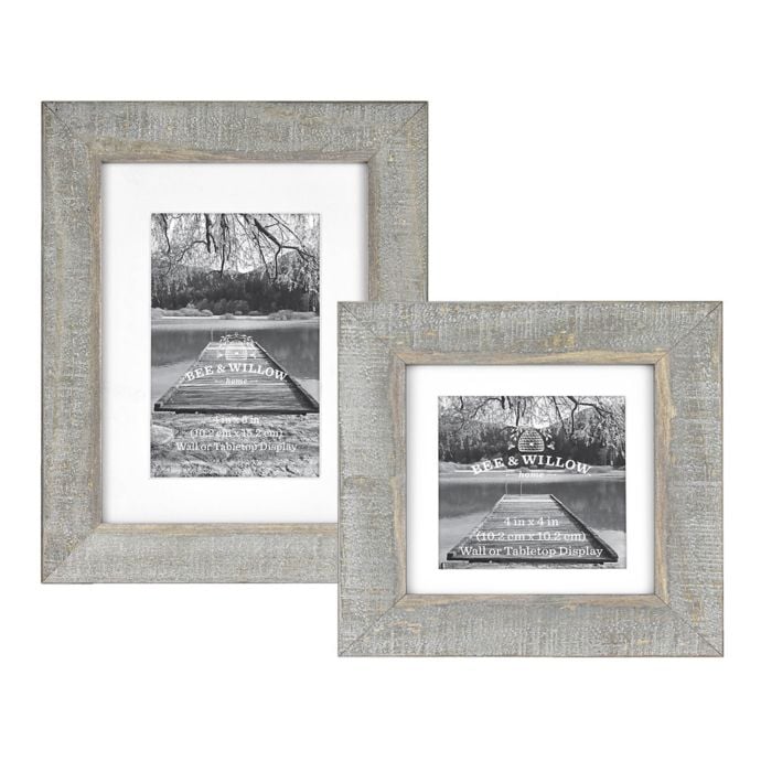 Matted Wooden Picture Frame in Grey