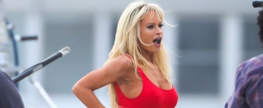 Lily James Wears Iconic Baywatch Swimsuit For Pam and Tommy