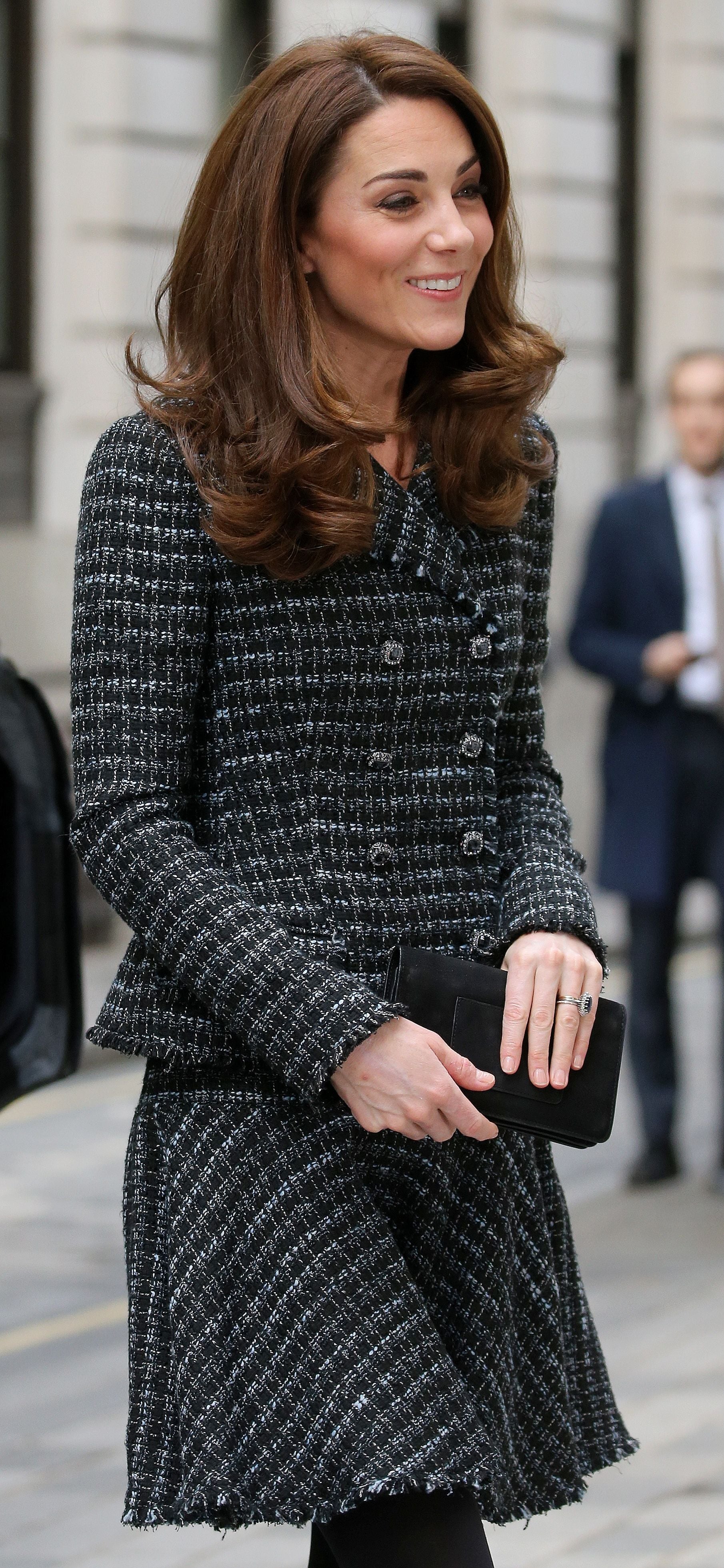 Kate Middleton Steps Out In A Cute Black Tweed Skirt Suit