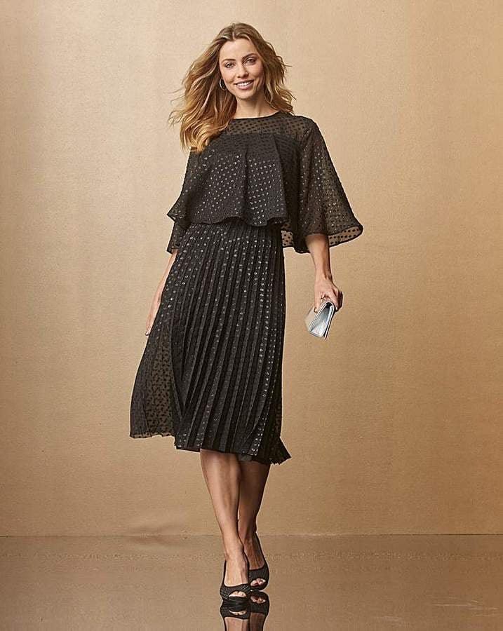 Marisota Black Spot Cape Midi Dress