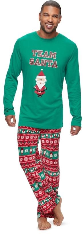 "Team Santa" Santa Top and Fleece Bottoms Pajama Set