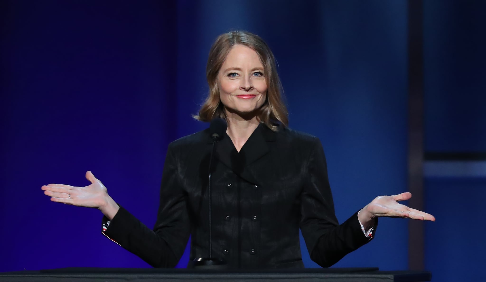 US actress Jodie Foster speaks on stage during the 47th American Film Institute (AFI) Life Achievement Award Gala at the Dolby theatre in Hollywood on June 6, 2019. (Photo by Jean-Baptiste LACROIX / AFP)        (Photo credit should read JEAN-BAPTISTE LACROIX/AFP via Getty Images)