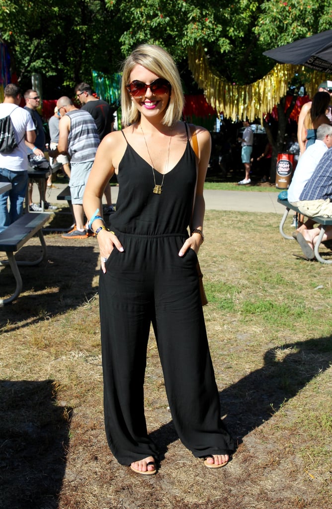 Every closet needs a black jumpsuit, and the styling of this casual option — topped with a simple Madewell necklace — is as effortless to put together as it is eye-catching.