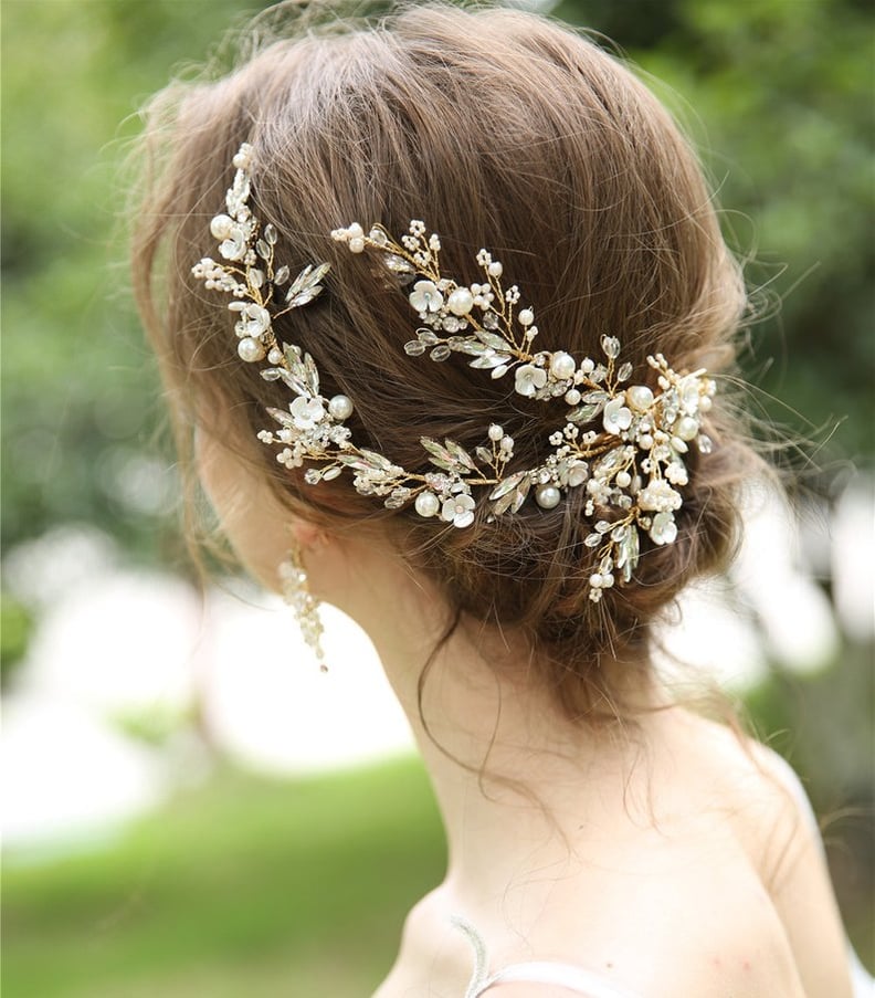 Gold Floral Headband and Earrings Set