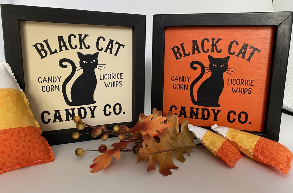 Black Cat Candy Co Painted Wood Sign