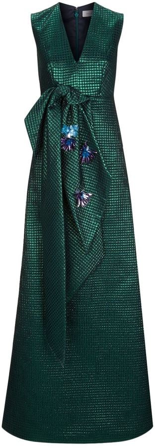 Delpozo Embellished Bow Jacquard Gown