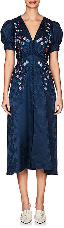 Saloni Women's Lea Floral-Embroidered Silk Dress