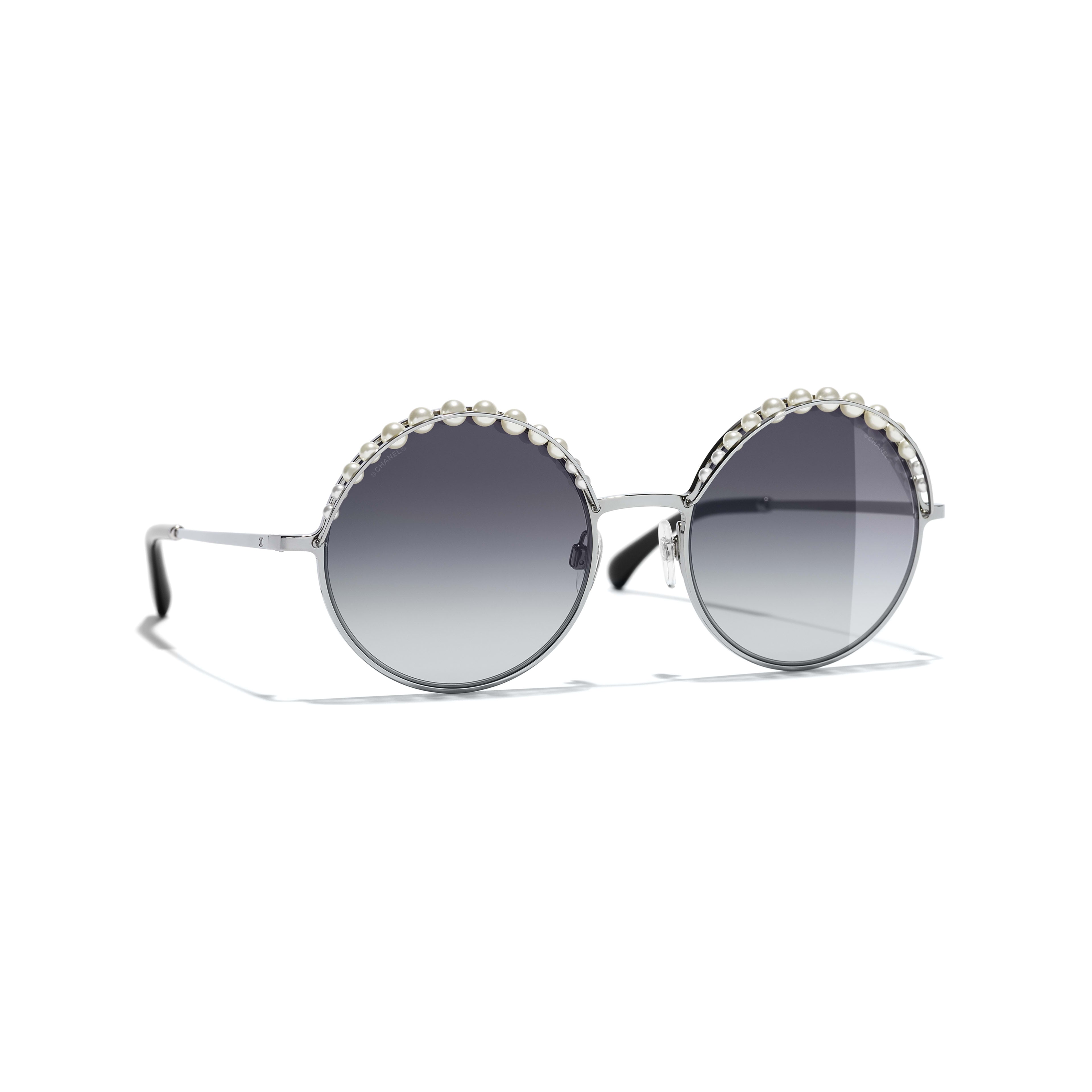 Chanel Round Metal Sunglasses in Gray