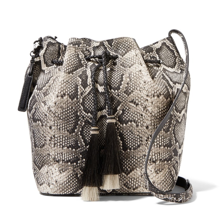 Loeffler Randall Tasseled Python-effect Leather Bucket Bag - Snake ...