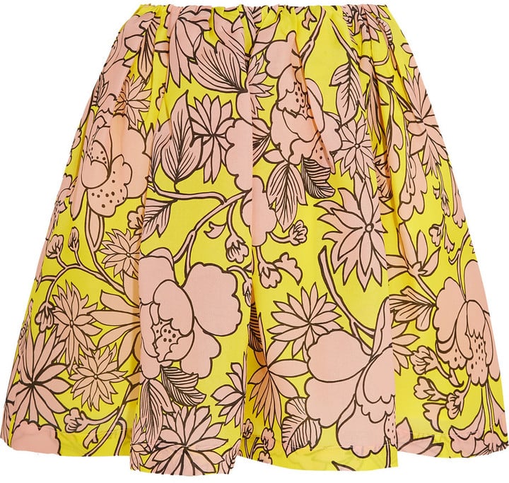 MSGM Floral-Print Textured-Silk Mini Skirt ($635)