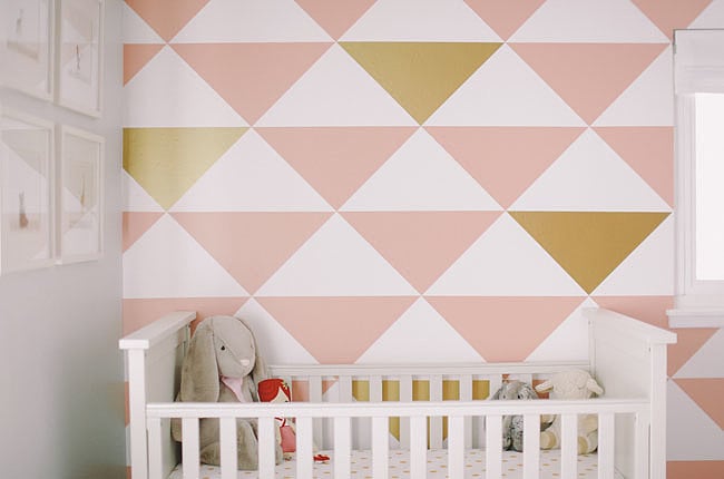 A Mod Pink-and-Gold Wall | Pink Nurseries and Baby's Rooms | POPSUGAR Family Photo 25