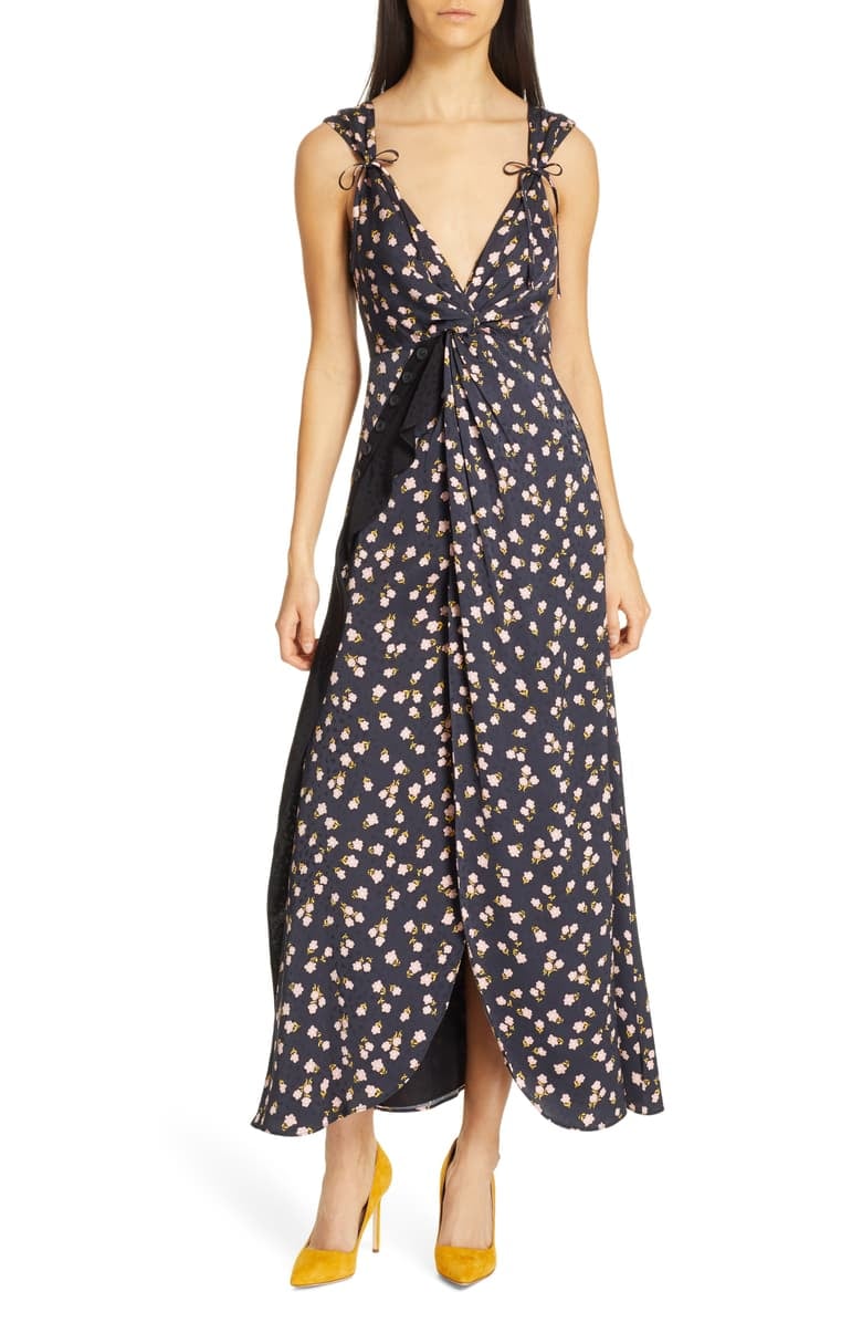 Self-Portrait Twist Front Floral Print Dress