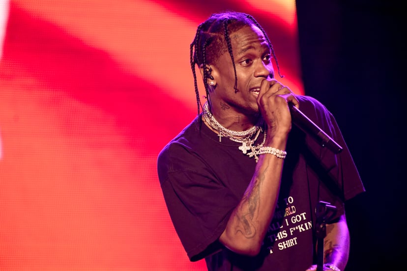NEW YORK, NY - JUNE 02:  Travis Scott performs on stage on Day 2 of the 2018 Governors Ball Music Festival on June 2, 2018 in New York City.  (Photo by Steven Ferdman/Getty Images)