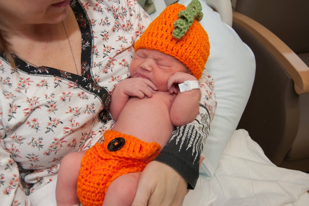 Babies in the Hospital Dressed Up as Pumpkins For Halloween