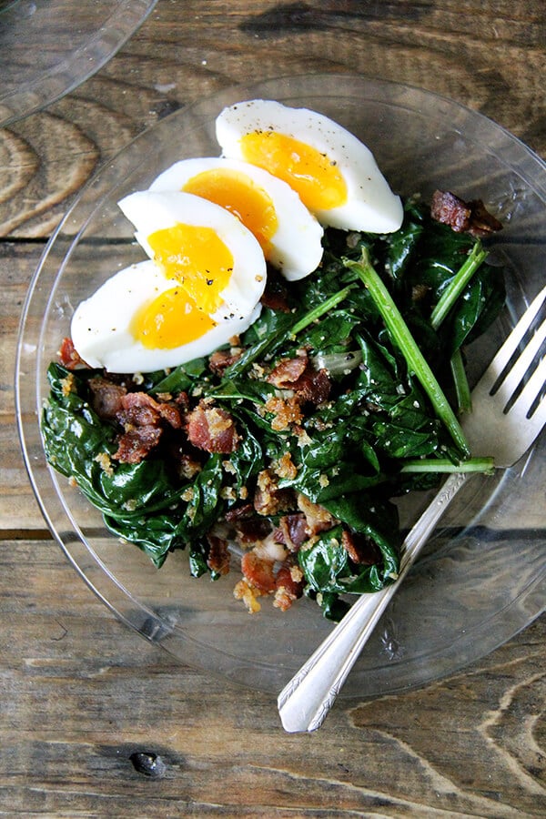 Alice Waters’s Warm Spinach Breakfast Salad