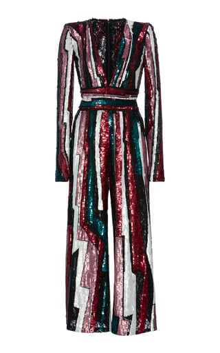Zuhair Murad Striped Sequined Tulle Jumpsuit