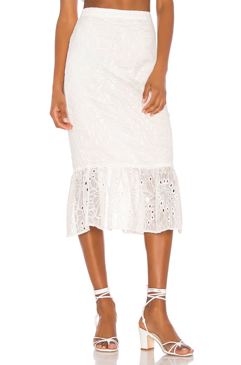 Song of Style Tala Midi Skirt in White from Revolve.com