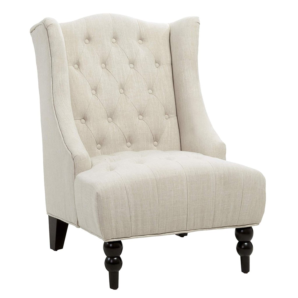 Clarice Tall Wingback Tufted Fabric Accent Chair