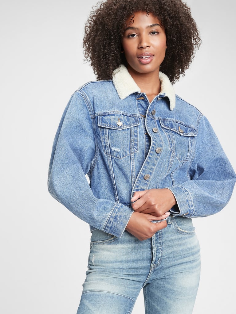 Gap Dolman Denim Sherpa Icon Jacket