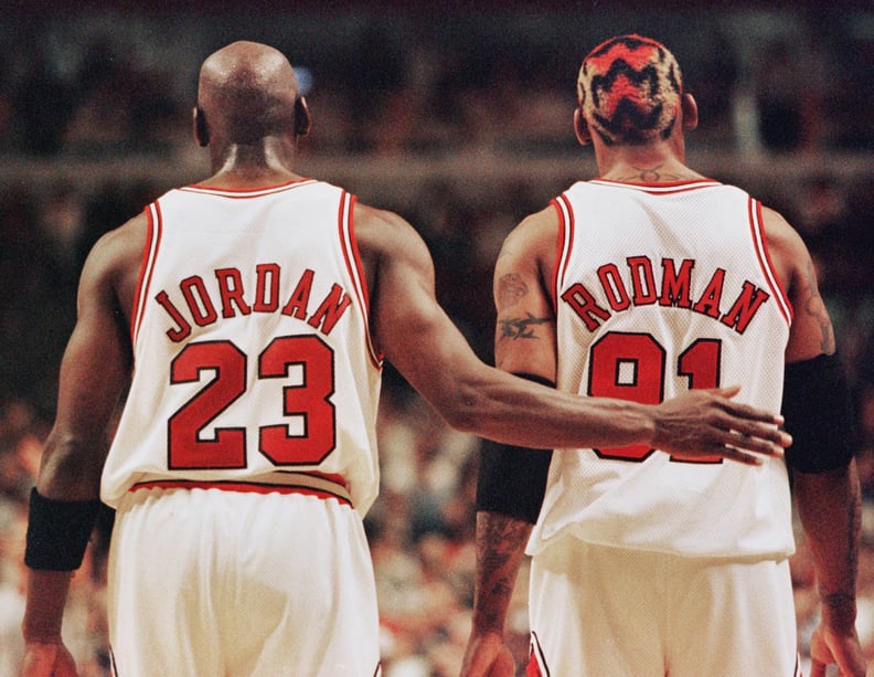 Michael Jordan and Dennis Rodman During an NBA Eastern Conference Semi-Finals Game in 1998