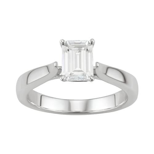 14K White Gold Lab-Created Moissanite 1 Ct. T.W. Emerald-Cut Solitaire Ring