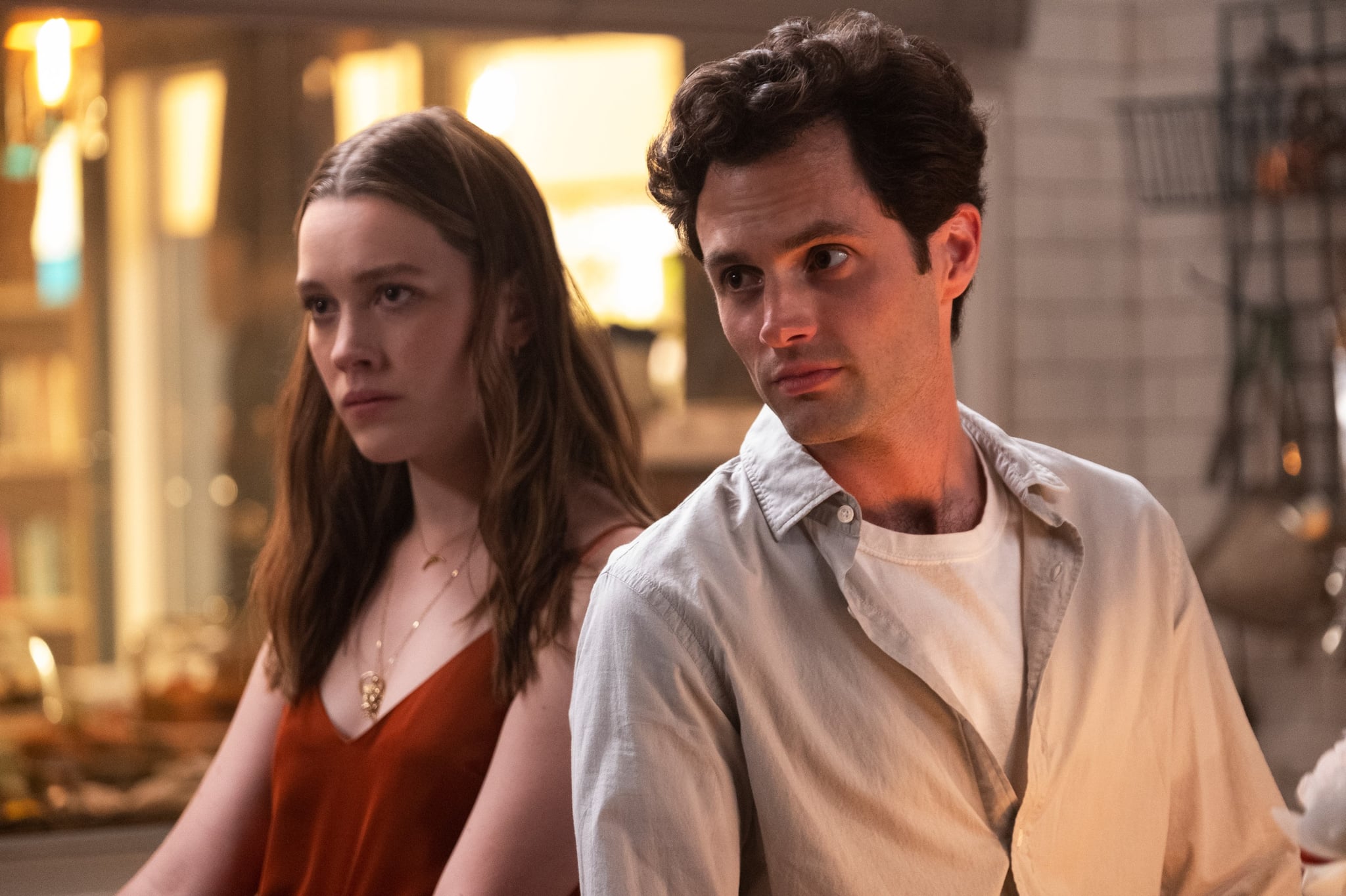 YOU, from left: Victoria Pedretti, Penn Badgley, 'The Good, the Bad, & the Hendy', (Season 2, ep. 204, aired Dec. 26, 2019). photo: Beth Dubber / Netflix / Courtesy: Everett Collection
