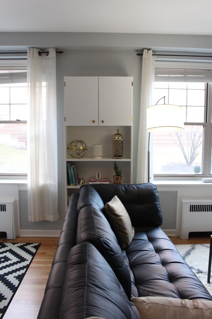When the AC unit isn't being used, the cabinet doors are closed.