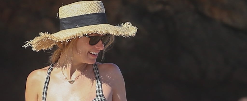 Olivia Wilde Checkered One-Piece Swimsuit in Hawaii