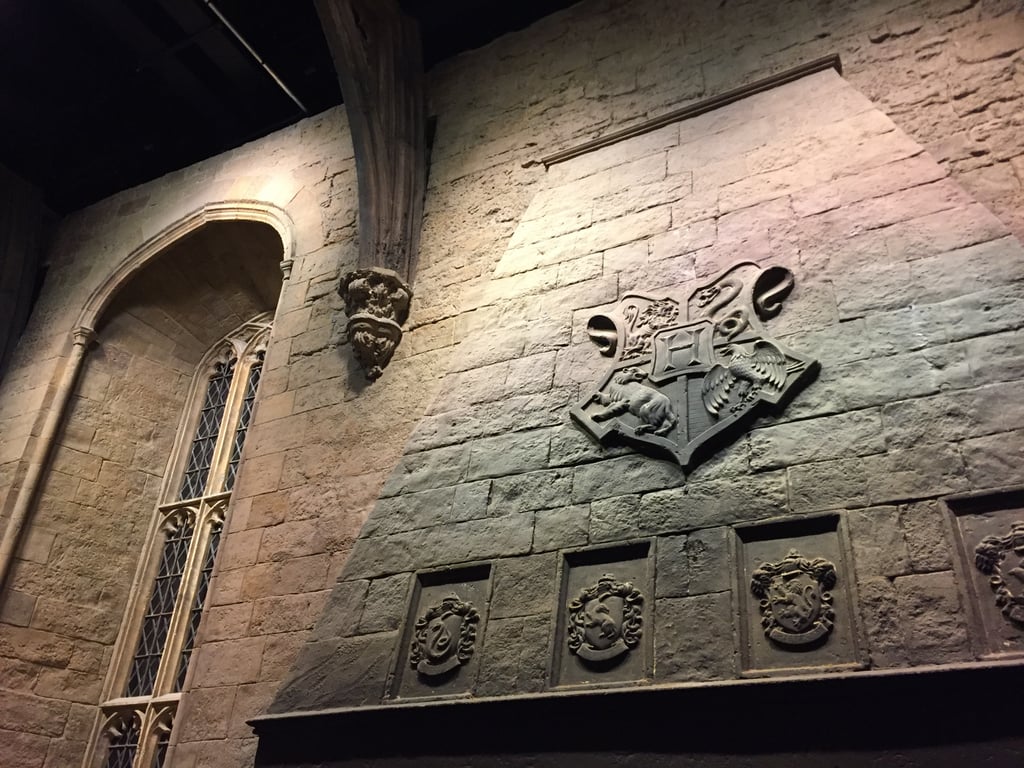 Here's one of the room's two fireplaces featuring the crest.