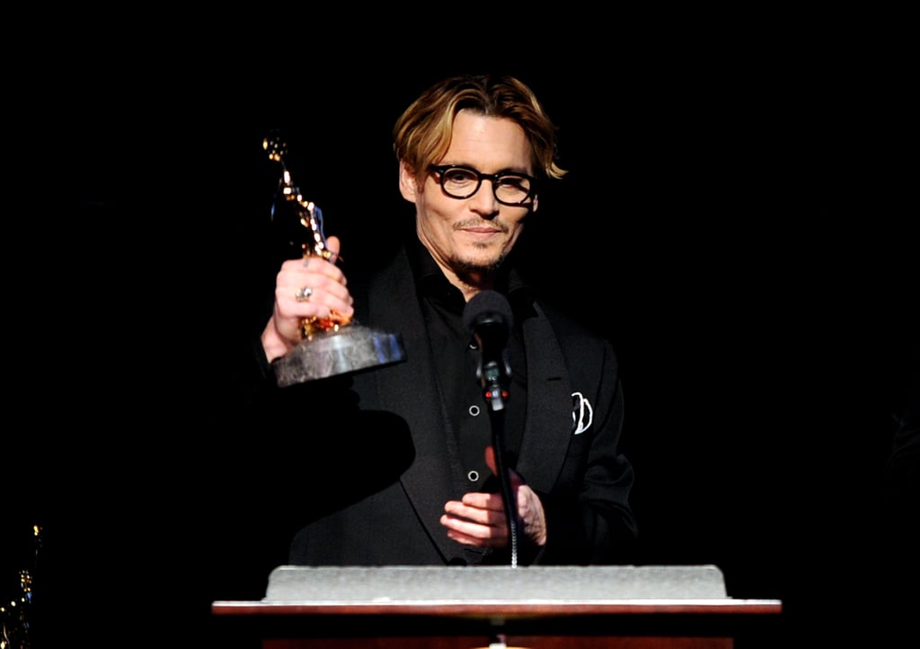 Johnny Depp received the distinguished artisan award at the Make-Up Artists and Hair Stylists Guild Awards in LA on Saturday.