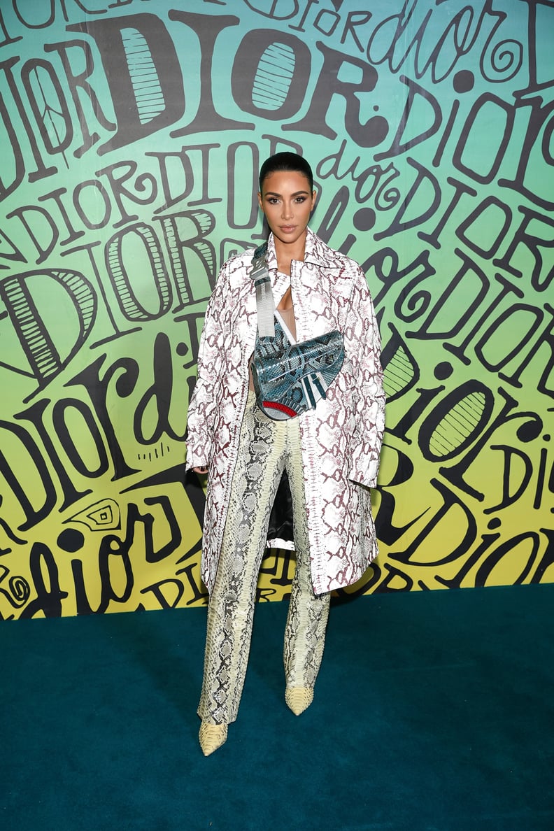 Kim Kardashian Wearing a Leather Dior by Kim Jones Set