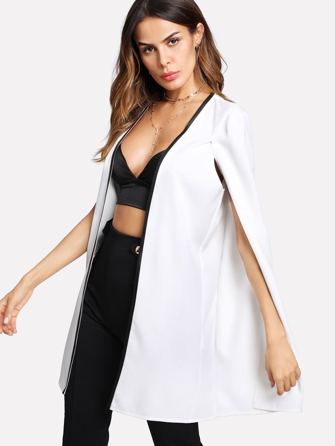 Shein Contrast Binding Open Front Cape Blazer