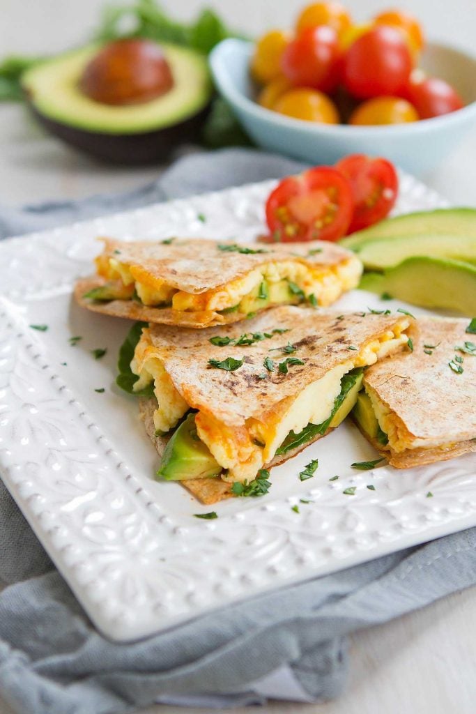 Spinach and Avocado Breakfast Quesadilla