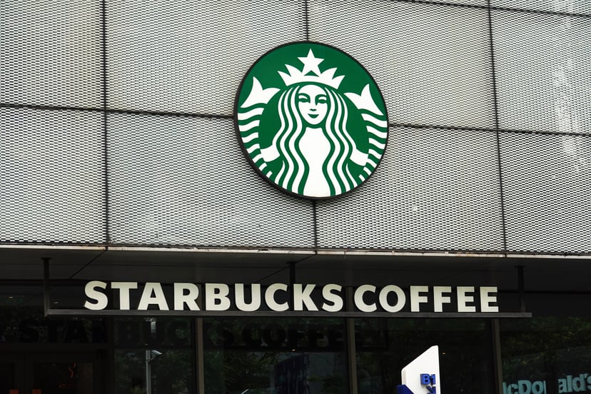 CHANGZHOU, JIANGSU, CHINA - 2022/04/29: Starbucks coffee logo seen on the shop in Changzhou. (Photo by Sheldon Cooper/SOPA Images/LightRocket via Getty Images)