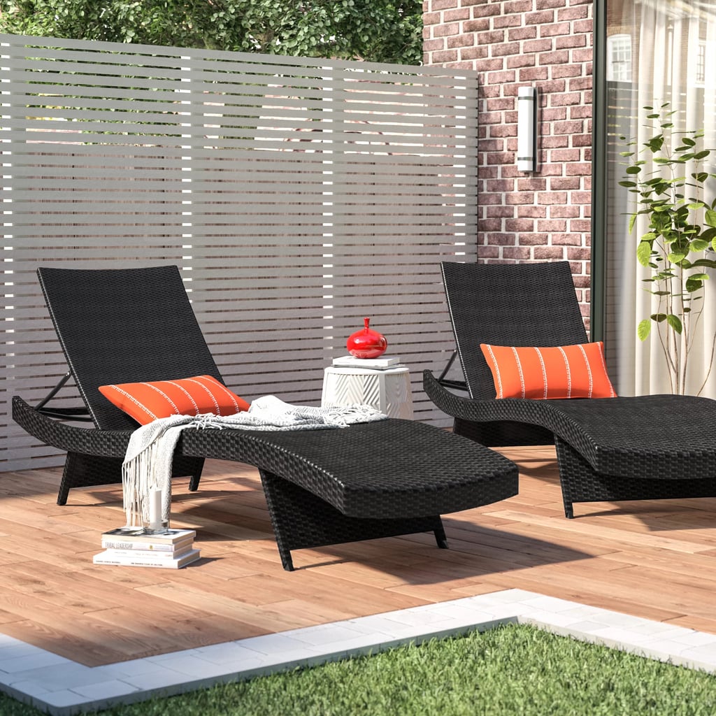 Reclining Outdoor Lounge Chairs: Mirabel 79" Long Reclining Chaise Lounge Set