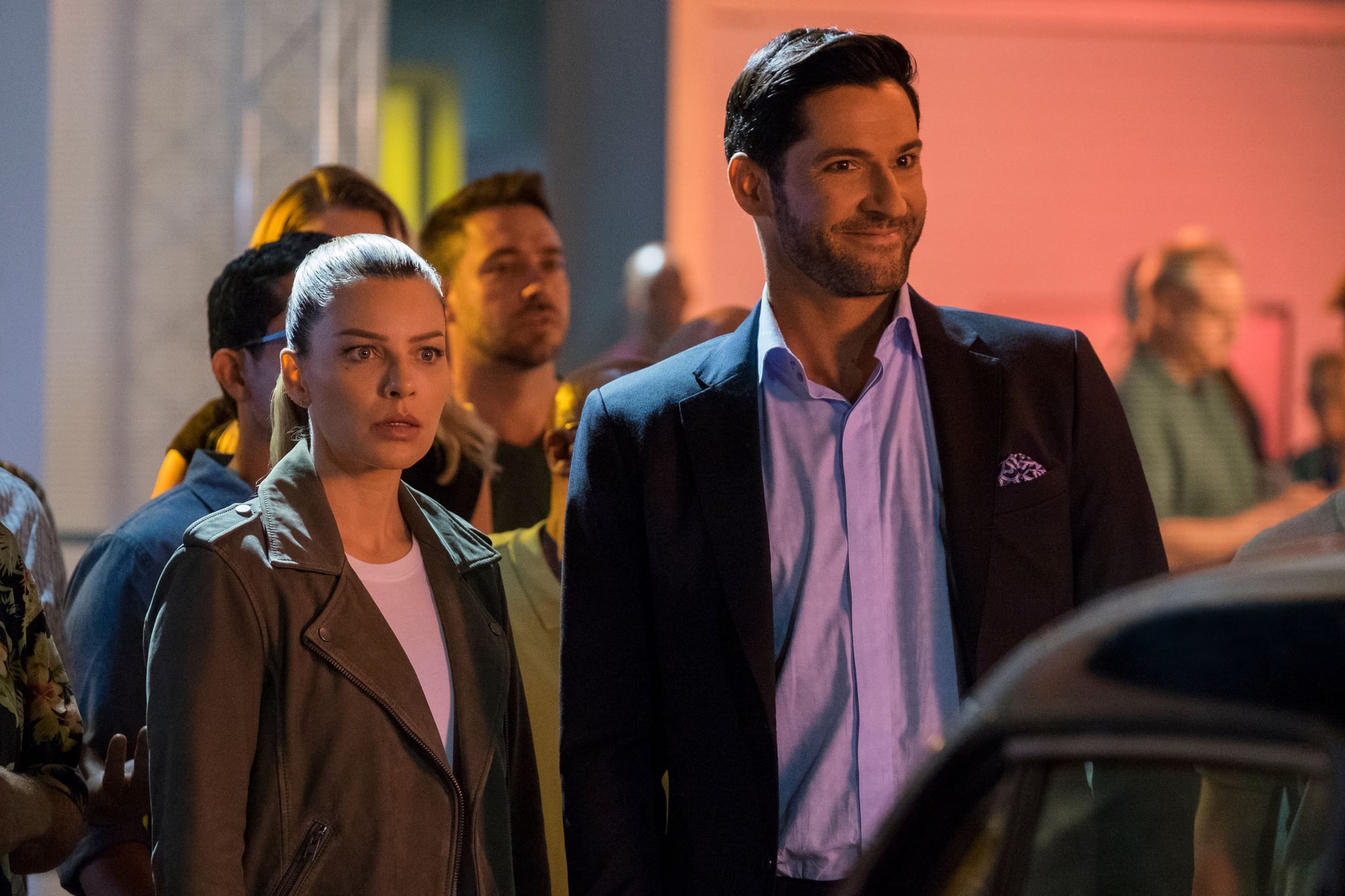 LUCIFER, from left: Lauren German, Tom Ellis, Expire Erect, (Season 4, ep. 405, aired May 8, 2019). photo: John P. Fleenor/ Netflix / Courtesy Everett Collection