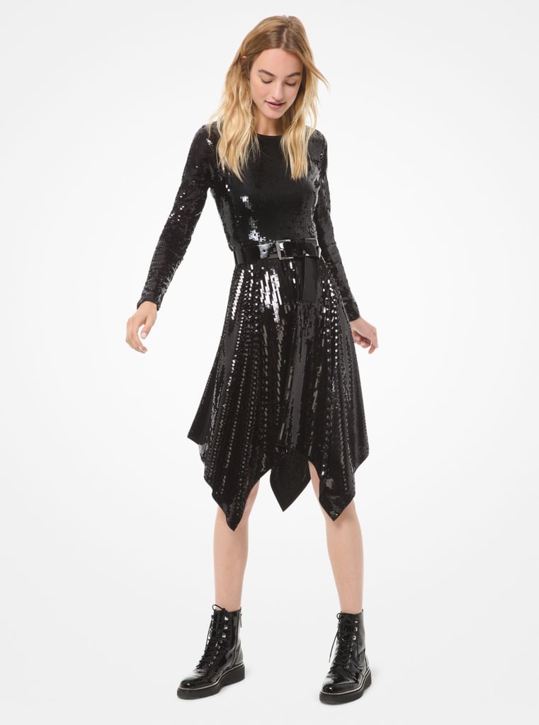 Michael Kors Sequin-Trim Handkerchief-Hem Dress