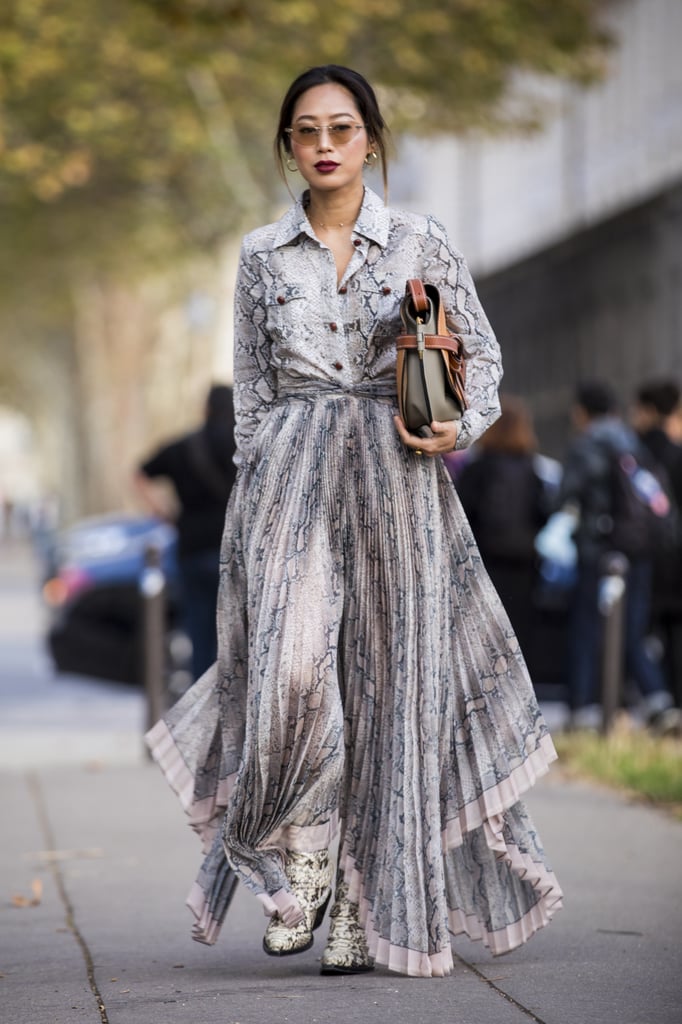 Pair your animal-print maxi with bold sunglasses.