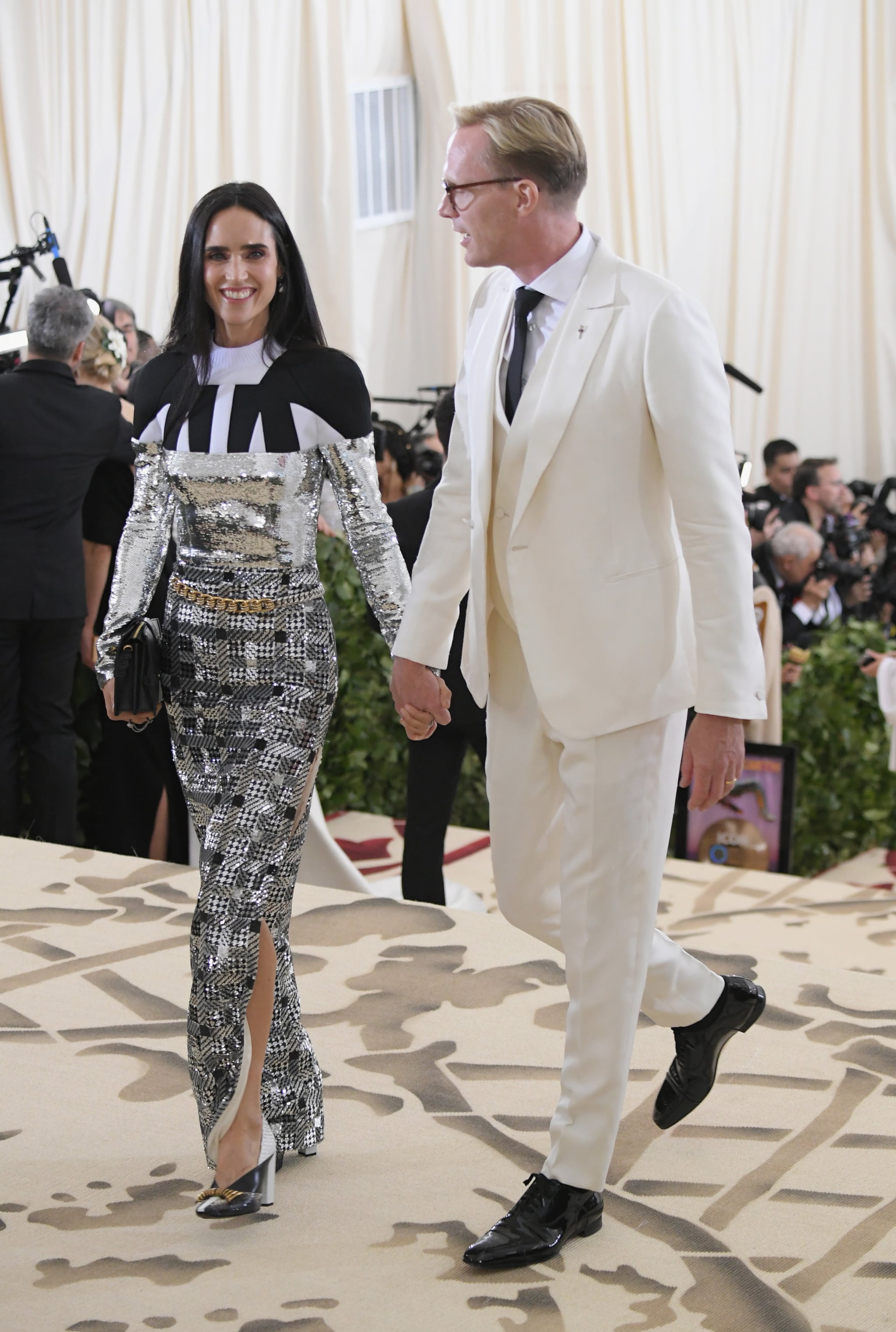 Jennifer Connelly and Paul Bettany walk together in New York City