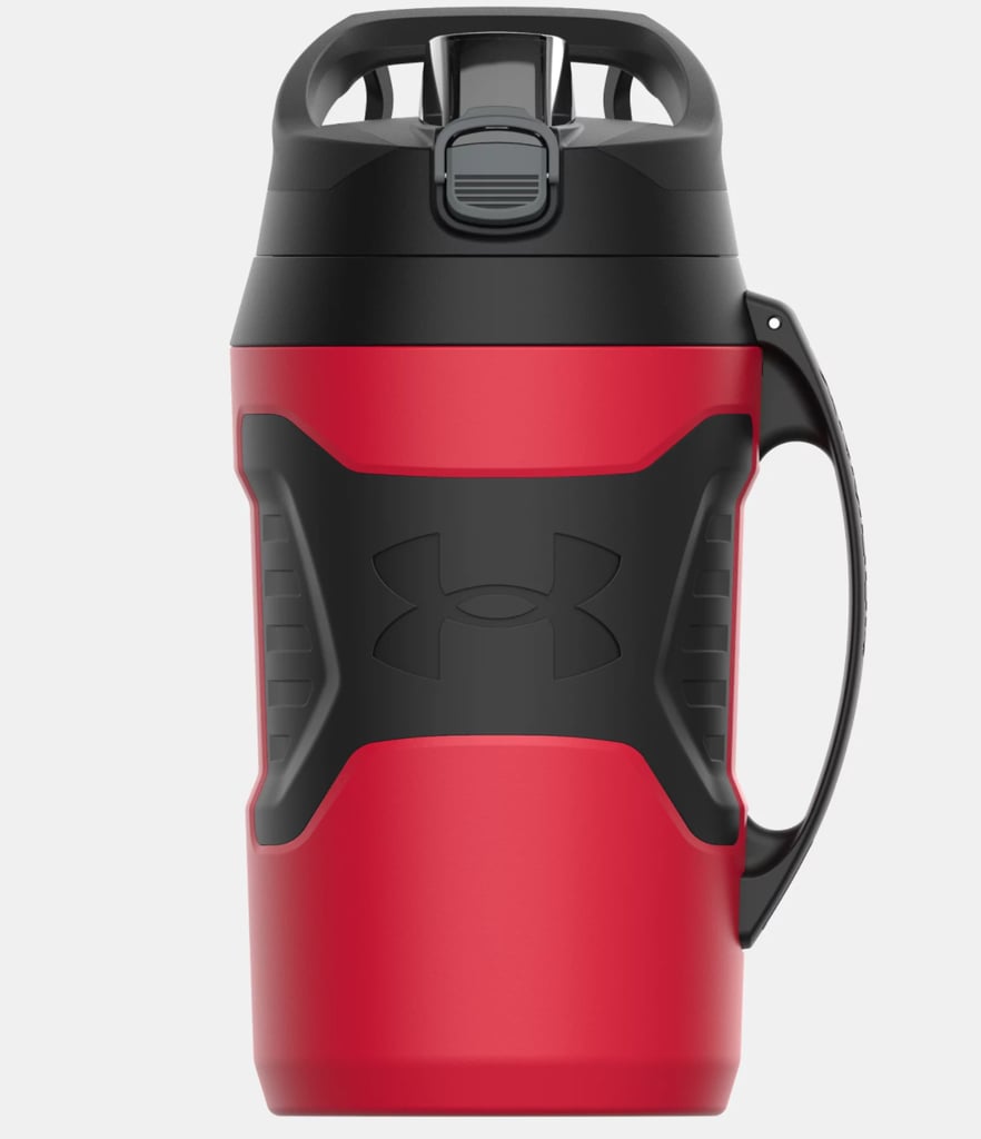 Stay hydrated with this super-sized UA Playmaker Jug 64 oz. water bottle ($25). Foam insulation keeps beverages cold for 12 hours. It comes in black, grey, red, blue, white, pink, and yellow.