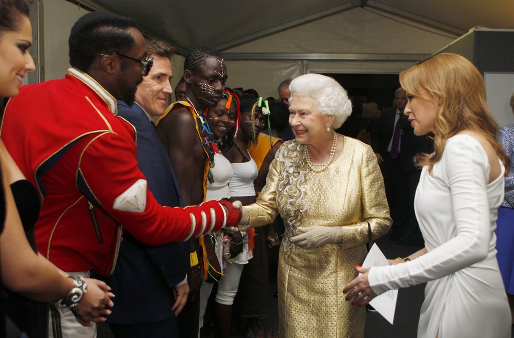 The queen shook hands with Will.i.am at the Diamond Jubilee Concert at Buckingham Palace.
The queen shook hands with Will.i.am at the Diamond Jubilee Concert at Buckingham Palace.