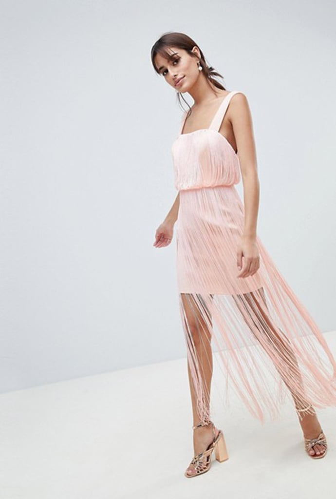 ASOS Fringe Square Neck Midaxi Dress