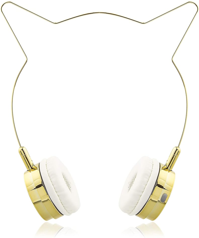 Lux Accessories Gold Cat Ears Wireless Headphones
