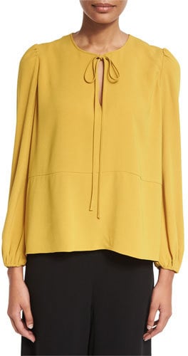 Co Tie-Neck Crepe Blouse in Marigold ($625)