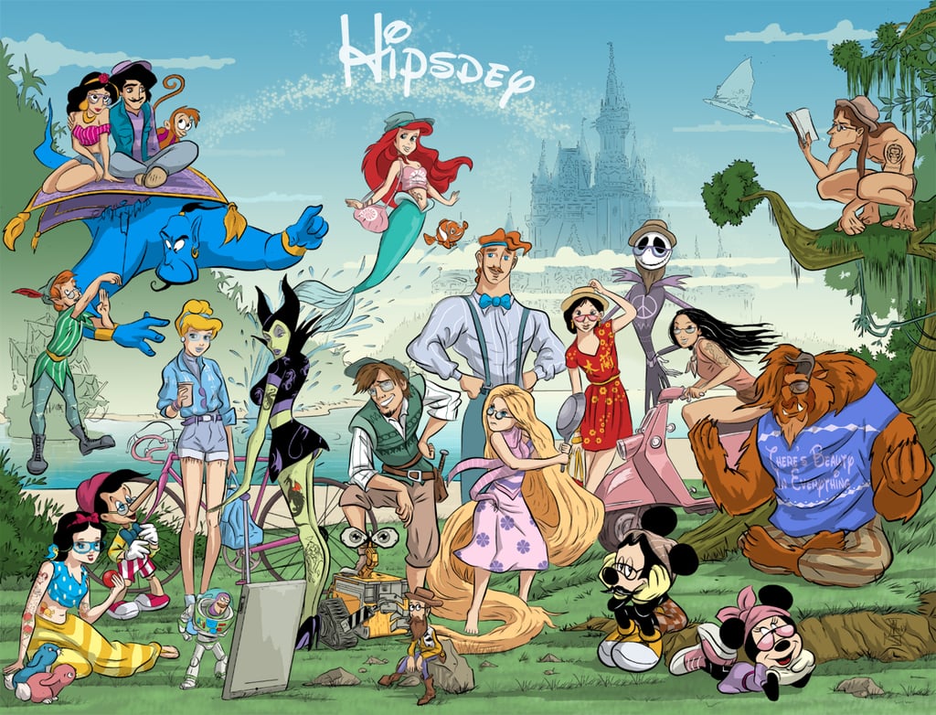 Hipster Disney Character Art. 