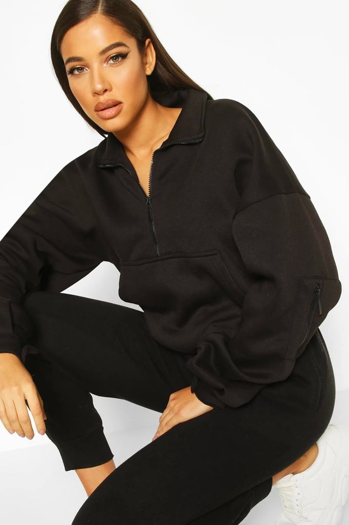 Boohoo Zip Oversized High Neck Sweat